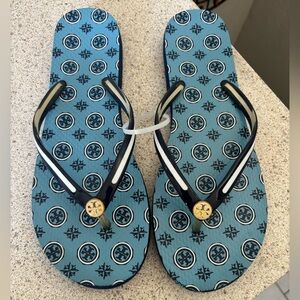 Tory Burch Blue Black Flip Flops